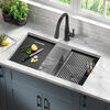 33” Workstation Kitchen Sink Undermount 16 Gauge Stainless Steel 50/50 Double Bowl with WorkFlow™ Ledge and Accessories